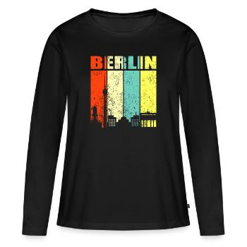 Berlin - T-shirt manches longues Premium bio Femme - noir - Devant - Julia (174cm)