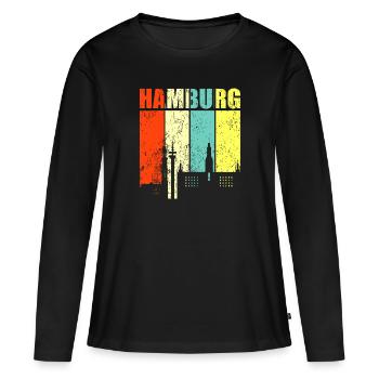 Hambourg - T-shirt manches longues Premium bio Femme - noir - Devant - Julia (174cm)