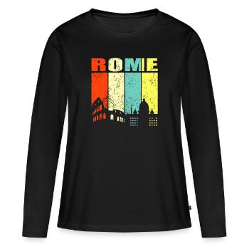 Rome - T-shirt manches longues Premium bio Femme - noir - Devant - Julia (174cm)