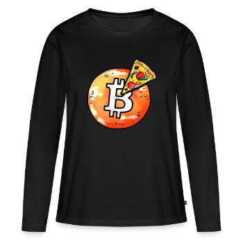 bitcoin pizza BTC crypto currency blockchain - Women's Premium Organic Long Sleeve Shirt - black - Front - Julia (174cm)