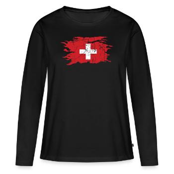 Suisse - T-shirt manches longues Premium bio Femme - noir - Devant - Julia (174cm)