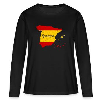 Spanien - Frauen Premium Bio Langarmshirt - Schwarz - Vorne - Julia (174cm)