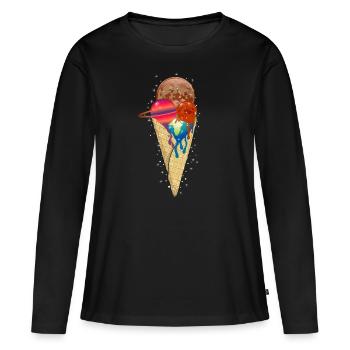 Eiscreme - Frauen Premium Bio Langarmshirt - Schwarz - Vorne - Julia (174cm)