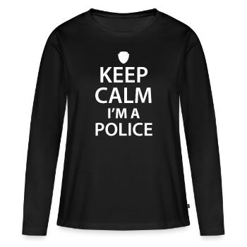 Police - T-shirt manches longues Premium bio Femme - noir - Devant - Julia (174cm)