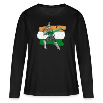Cricket India - T-shirt manches longues Premium bio Femme - noir - Devant - Julia (174cm)