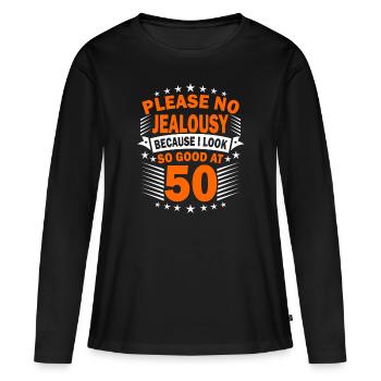 50. Geburtstag - Frauen Premium Bio Langarmshirt - Schwarz - Vorne - Julia (174cm)