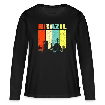 Brésil - T-shirt manches longues Premium bio Femme - noir - Devant - Julia (174cm)