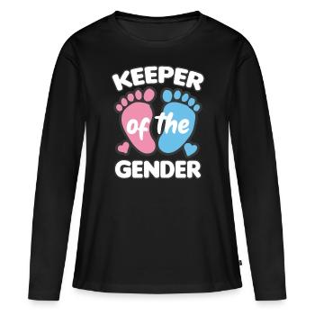 KEEPER OF THE GENDER Fille ou garçon naissance - T-shirt manches longues Premium bio Femme - noir - Devant - Julia (174cm)