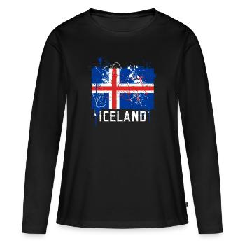 Islande - T-shirt manches longues Premium bio Femme - noir - Devant - Julia (174cm)