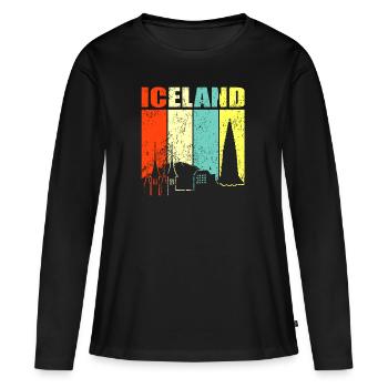 Islande - T-shirt manches longues Premium bio Femme - noir - Devant - Julia (174cm)