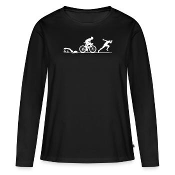 Triathlon - Frauen Premium Bio Langarmshirt - Schwarz - Vorne - Julia (174cm)