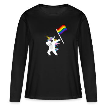LGBT - Frauen Premium Bio Langarmshirt - Schwarz - Vorne - Julia (174cm)