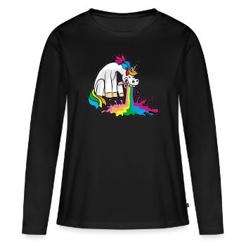 Caca Licorne Caca Passer Breaking Drôle - T-shirt manches longues Premium bio Femme - noir - Devant - Julia (174cm)