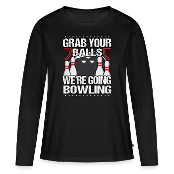 Bowlen - Frauen Premium Bio Langarmshirt - Schwarz - Vorne - Julia (174cm)