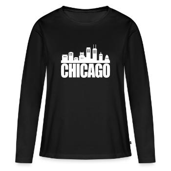Chicago - T-shirt manches longues Premium bio Femme - noir - Devant - Julia (174cm)