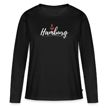Hambourg - T-shirt manches longues Premium bio Femme - noir - Devant - Julia (174cm)