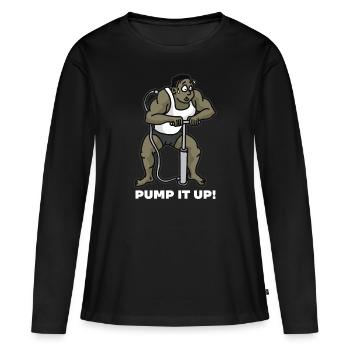 PUMP IT UP pompe à air stéroïdes anabolisants - T-shirt manches longues Premium bio Femme - noir - Devant - Julia (174cm)
