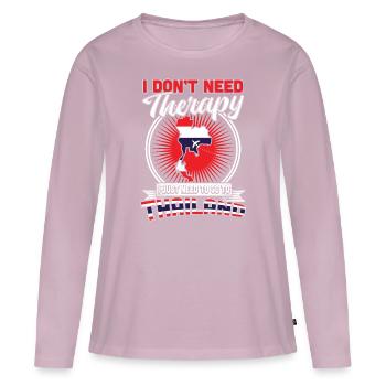 Thaïlande - T-shirt manches longues Premium bio Femme - rose poudré - Devant - Julia (174cm)