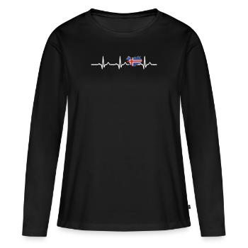 Islande - T-shirt manches longues Premium bio Femme - noir - Devant - Julia (174cm)
