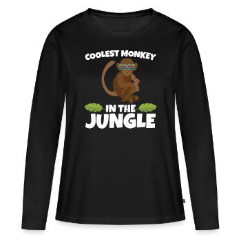 COOLEST MONKEY IN THE JUNGLE APE gift theme - Women's Premium Organic Long Sleeve Shirt - black - Front - Julia (174cm)