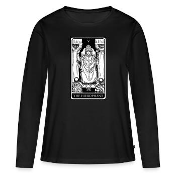THE HIEROPHANT Tarot Cartes Voyants Devins - T-shirt manches longues Premium bio Femme - noir - Devant - Julia (174cm)