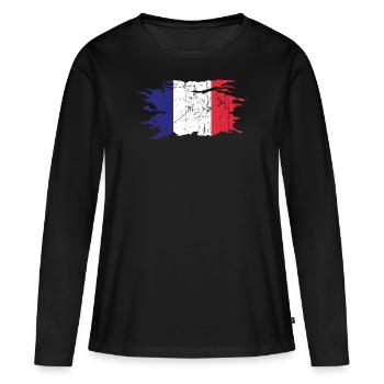 Frankreich - Frauen Premium Bio Langarmshirt - Schwarz - Vorne - Julia (174cm)