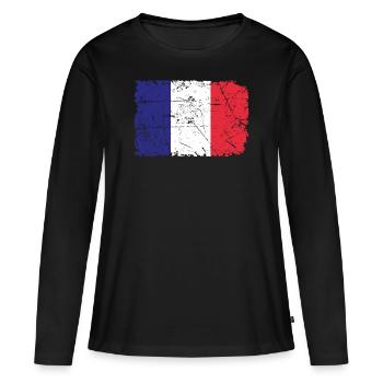 Frankreich - Frauen Premium Bio Langarmshirt - Schwarz - Vorne - Julia (174cm)