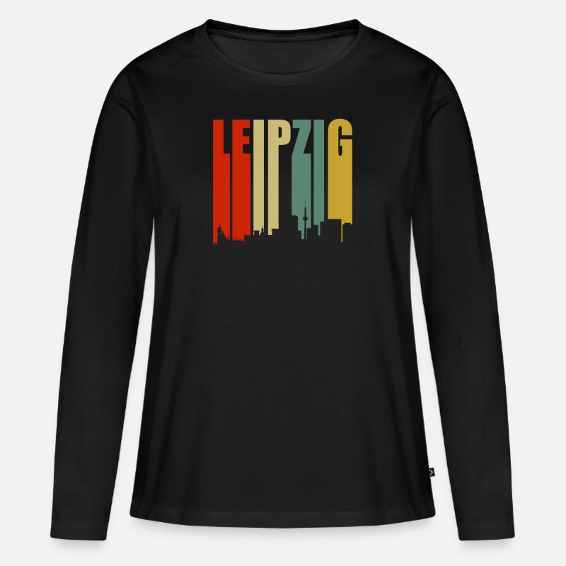 Leipzig - Frauen Premium Bio Langarmshirt - Schwarz