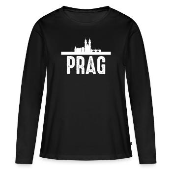 Prague - T-shirt manches longues Premium bio Femme - noir - Devant - Julia (174cm)