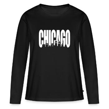 Chicago - T-shirt manches longues Premium bio Femme - noir - Devant - Julia (174cm)