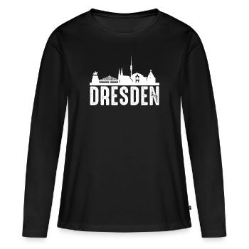 Dresde - T-shirt manches longues Premium bio Femme - noir - Devant - Julia (174cm)