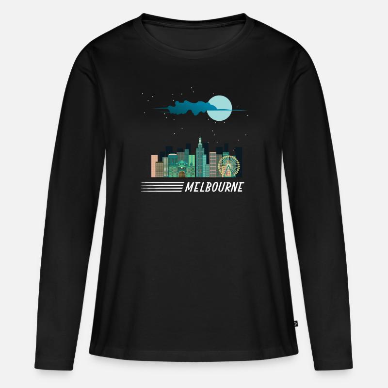 Melbourne - Frauen Premium Bio Langarmshirt - Schwarz