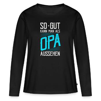 Opa - Frauen Premium Bio Langarmshirt - Schwarz - Vorne - Julia (174cm)
