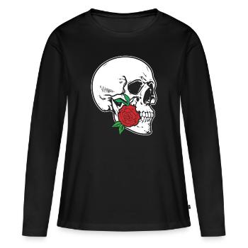 Tête de mort - T-shirt manches longues Premium bio Femme - noir - Devant - Julia (174cm)