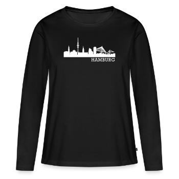 Hambourg - T-shirt manches longues Premium bio Femme - noir - Devant - Julia (174cm)