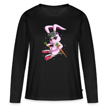 Ski Hase Neige Skihase Häschen Skirulaub Piste - T-shirt manches longues Premium bio Femme - noir - Devant - Julia (174cm)