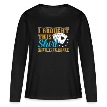 Poker Poker Cadeau - T-shirt manches longues Premium bio Femme - noir - Devant - Julia (174cm)