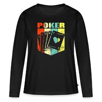Poker Poker Cadeau - T-shirt manches longues Premium bio Femme - noir - Devant - Julia (174cm)