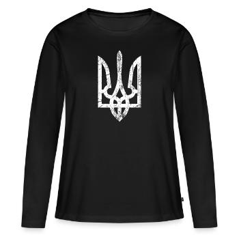 Ukraine - Frauen Premium Bio Langarmshirt - Schwarz - Vorne - Julia (174cm)