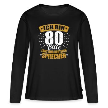 80. Geburtstag - Frauen Premium Bio Langarmshirt - Schwarz - Vorne - Julia (174cm)
