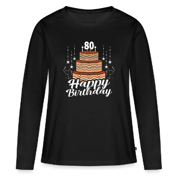 80th birthday - Women's Premium Organic Long Sleeve Shirt - black - Front - Julia (174cm)