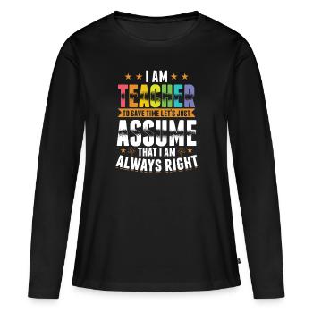 professeur - T-shirt manches longues Premium bio Femme - noir - Devant - Julia (174cm)