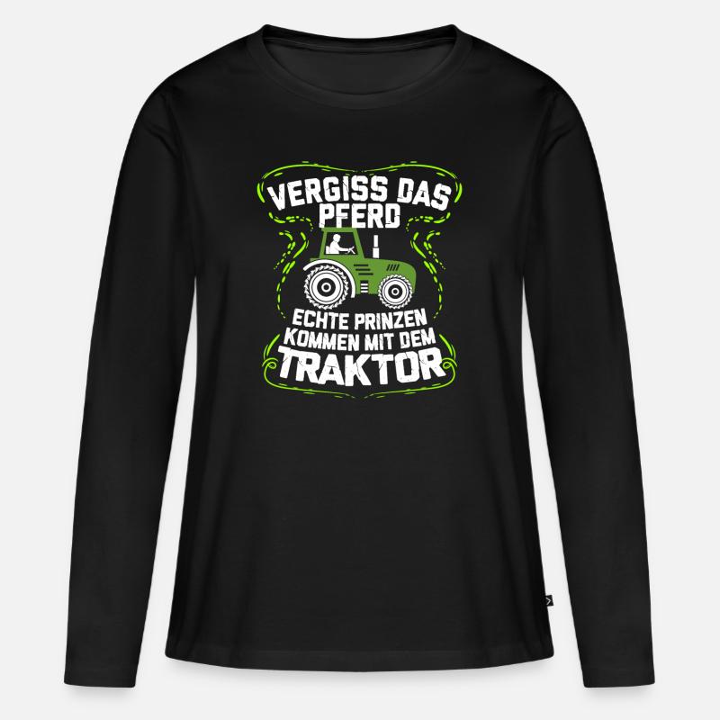 Traktor - Frauen Premium Bio Langarmshirt - Schwarz