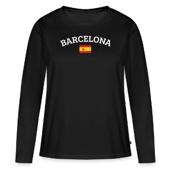 Barcelone - T-shirt manches longues Premium bio Femme - noir - Devant - Julia (174cm)