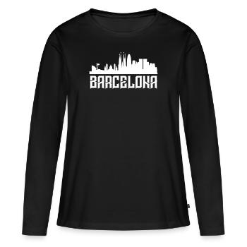 Barcelone - T-shirt manches longues Premium bio Femme - noir - Devant - Julia (174cm)