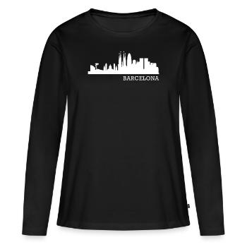 Barcelone - T-shirt manches longues Premium bio Femme - noir - Devant - Julia (174cm)