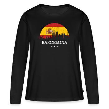 Barcelone - T-shirt manches longues Premium bio Femme - noir - Devant - Julia (174cm)