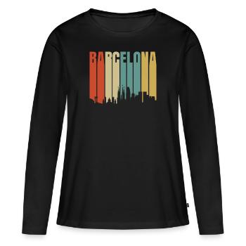 Barcelone - T-shirt manches longues Premium bio Femme - noir - Devant - Julia (174cm)