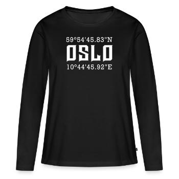 Oslo - T-shirt manches longues Premium bio Femme - noir - Devant - Julia (174cm)