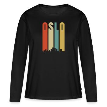 Oslo - T-shirt manches longues Premium bio Femme - noir - Devant - Julia (174cm)